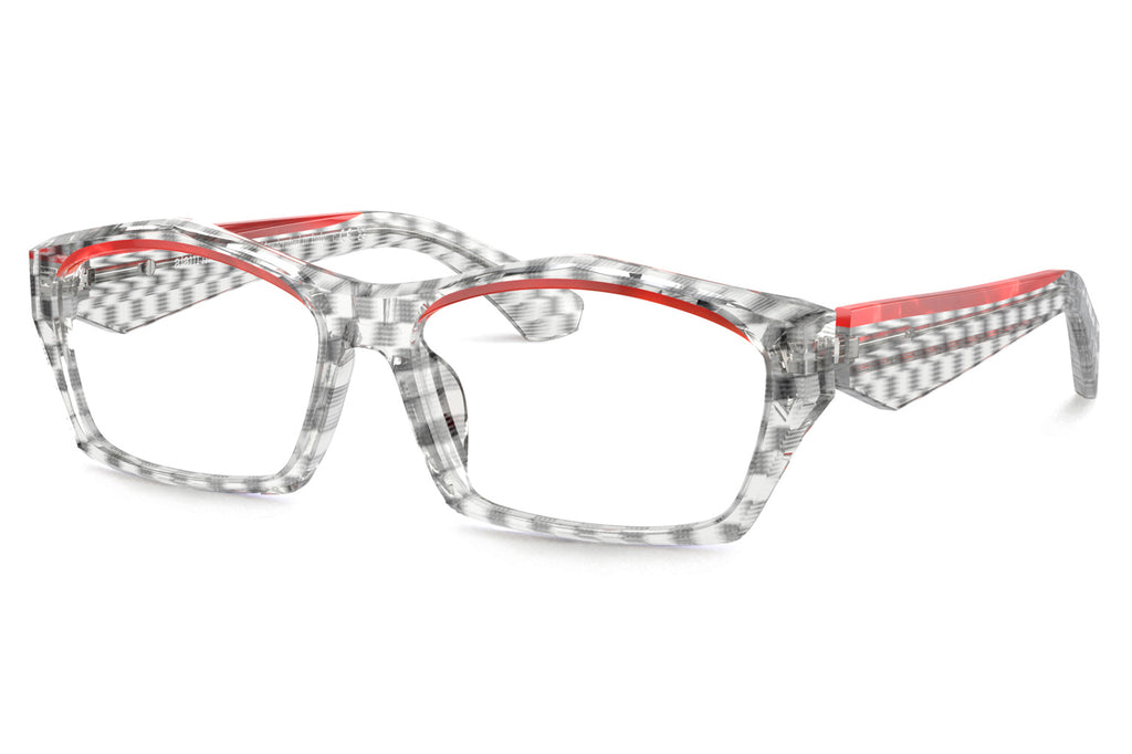 Alain Mikli - A03525 Eyeglasses Damier Black Transparent/Rouge Nacre