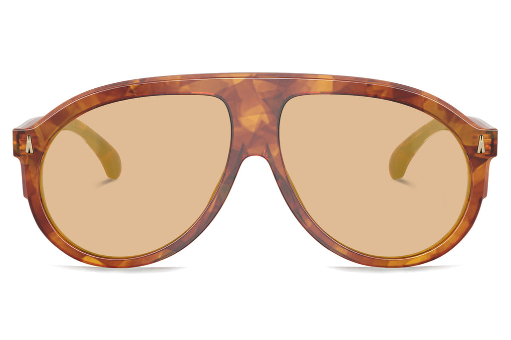 Moncler Lunettes® - Fhaite (ME6001) Sunglasses Brown Tortoise w/ Dark Orange Mirror Gold Lenses