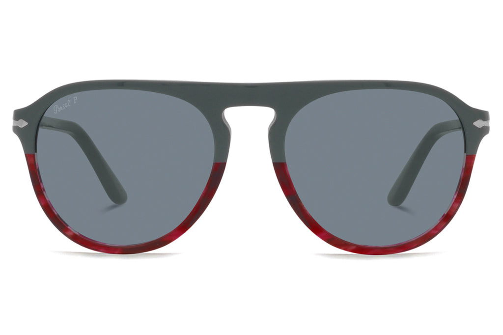 Persol - PO3302S Sunglasses Grey/Red Tortoise with Light Blue Lenses (117656)