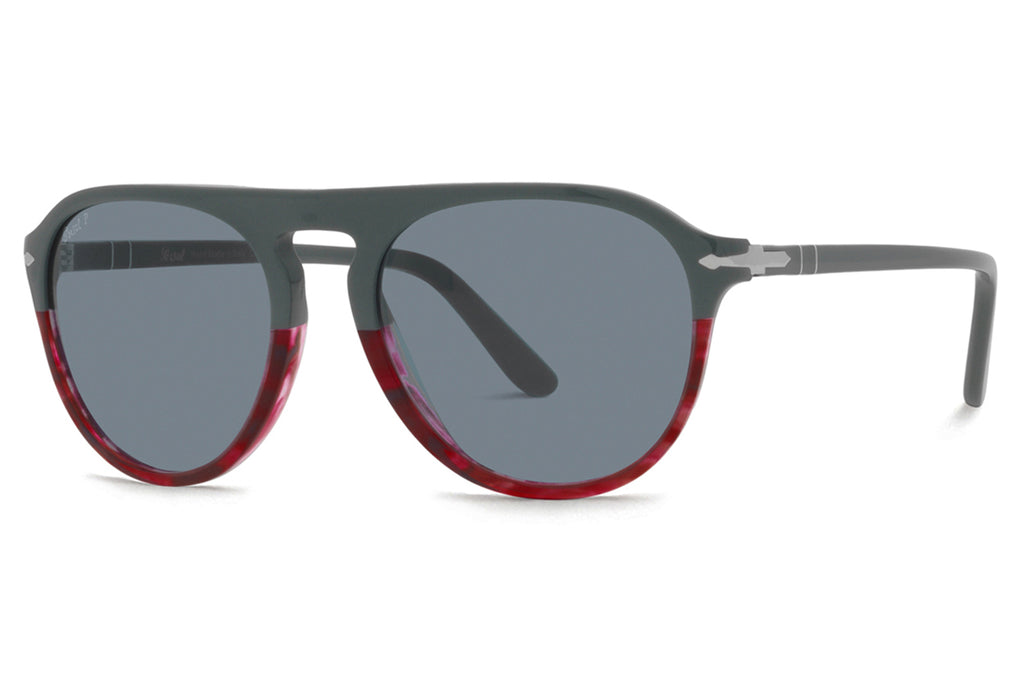 Persol - PO3302S Sunglasses Grey/Red Tortoise with Light Blue Lenses (117656)