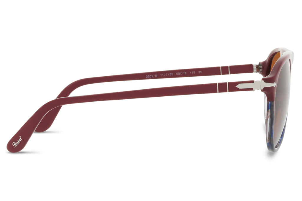 Persol - PO3302S Sunglasses Bordeaux/Blue Tortoise with Brown Lenses (117753)