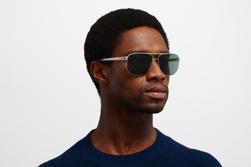 MYKITA - Perry Sunglasses Matte Silver/Black with Polarized Pro Green 15 Lenses