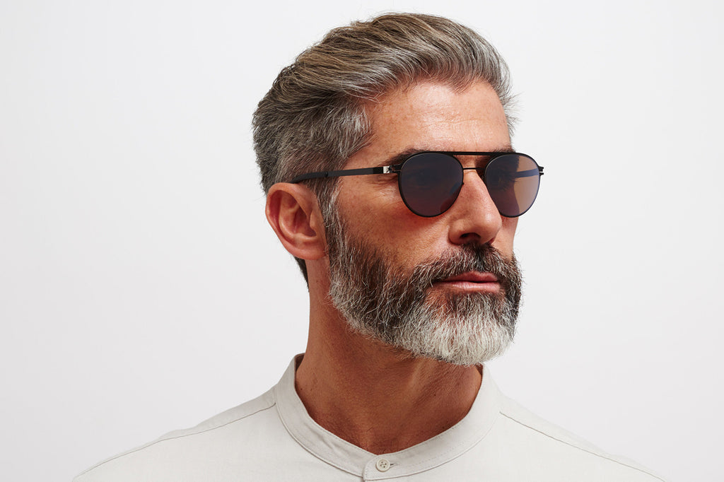 MYKITA - Bradley Sunglasses Jet Black/Mole Grey with Polarized Pro Hi-Con Brown Silver Flash Lenses