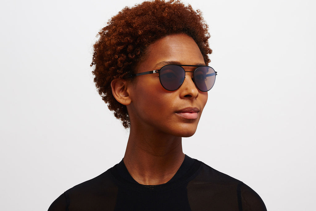 MYKITA - Bradley Sunglasses Jet Black/Mole Grey with Polarized Pro Hi-Con Brown Silver Flash Lenses