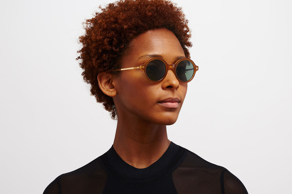 MYKITA - Esbo Sunglasses Brown/Dark Brown/Glossy Gold with Polarized Pro Green 15 Lenses