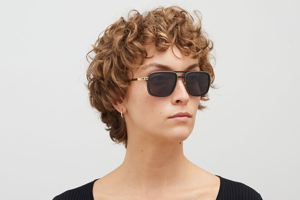 MYKITA MYLON - Spruce Sunglasses MH7 - Pitch Black/Glossy Gold with Polarized Pro Hi-Con Grey Lenses