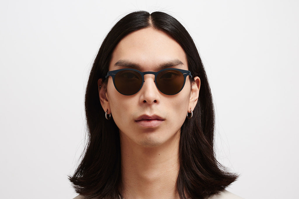 MYKITA - Riley Sunglasses Indigo with Raw Brown Solid Lenses