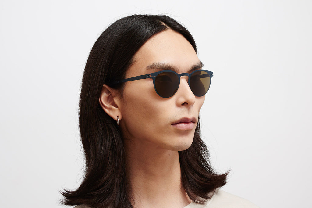 MYKITA - Riley Sunglasses Indigo with Raw Brown Solid Lenses