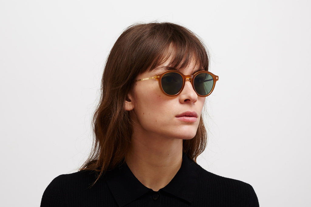 MYKITA - Ketill Sunglasses Brown/Dark Brown/Glossy Gold with Polarized Pro Green 15 Lenses