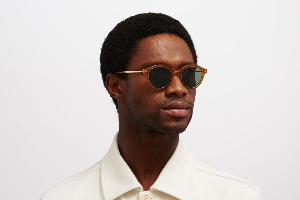 MYKITA - Ketill Sunglasses Brown/Dark Brown/Glossy Gold with Polarized Pro Green 15 Lenses