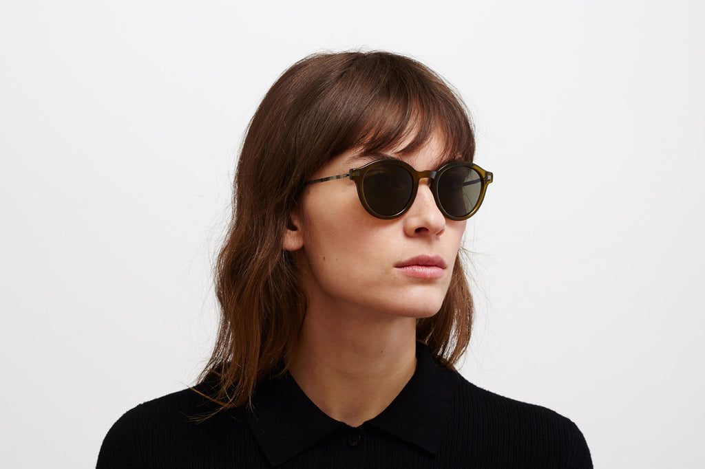 MYKITA - Ketill Sunglasses Peridot/Shiny Graphite with Raw Green Solid Lenses