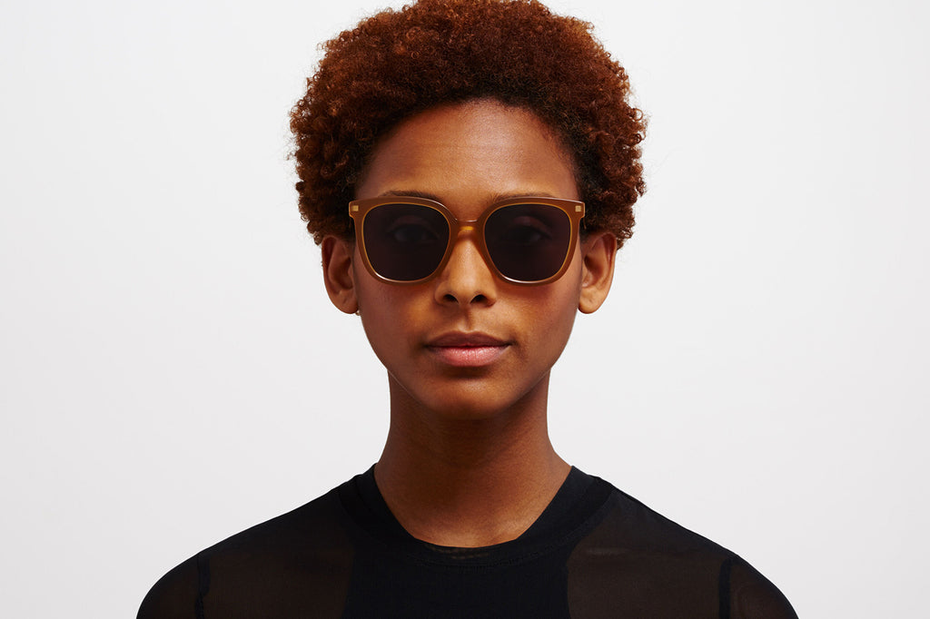 MYKITA - Viska Sunglasses Brown/Dark Brown/Glossy Gold with Cool Grey Solid Lenses