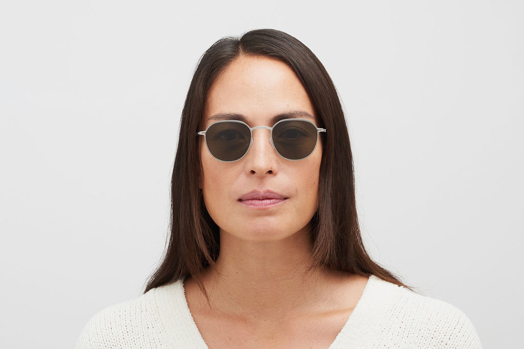 MYKITA - Talvi Sunglasses Silver/Black with Raw Green Solid Lenses