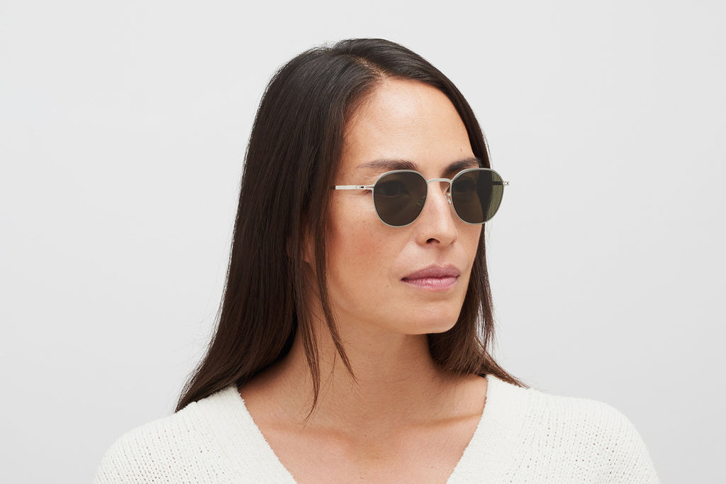 MYKITA - Talvi Sunglasses Silver/Black with Raw Green Solid Lenses