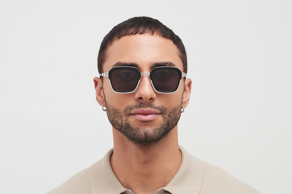 MYKITA® - Misty Sunglasses Shiny Silver/Black with Cool Grey Solid Lenses