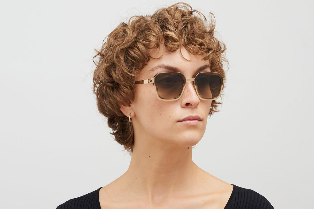 MYKITA® - Misty Sunglasses Champagne Gold/Galapagos with Raw Brown Gradient Lenses