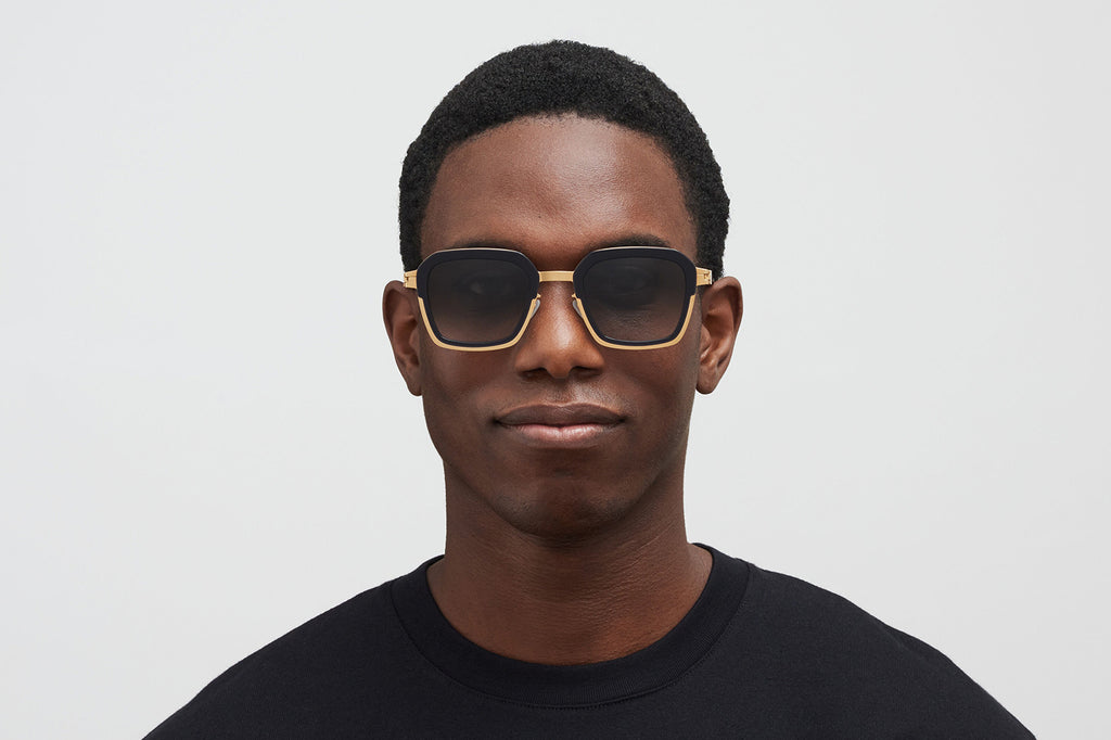 MYKITA® - Misty Sunglasses Glossy Gold/Milky Indigo with Raw Black Gradient Lenses