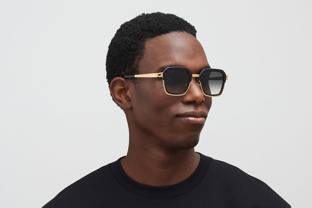 MYKITA® - Misty Sunglasses Glossy Gold/Milky Indigo with Raw Black Gradient Lenses