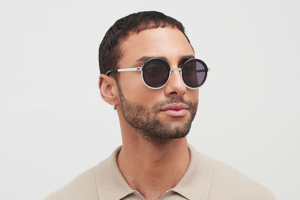 MYKITA® - Phillys Sunglasses Shiny Silver/Black with Cool Grey Solid Lenses