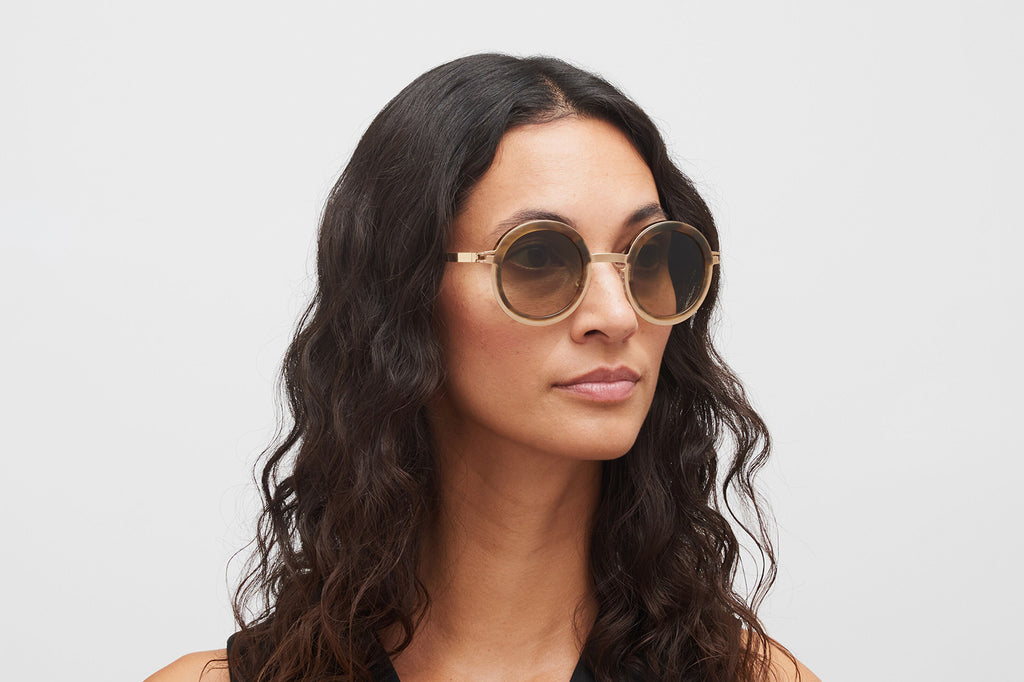 MYKITA® - Phillys Sunglasses Champagne Gold/Galapagos with Raw Brown Gradient Lenses