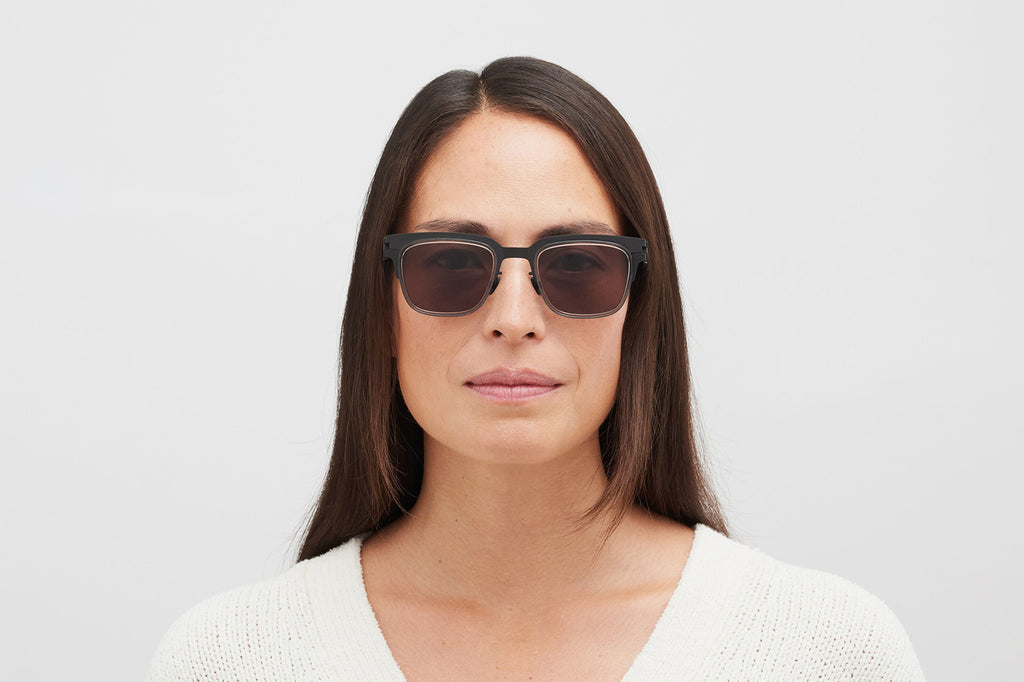 MYKITA® - Raymond Sunglasses Black/Clear Ash with Brown Solid Lenses