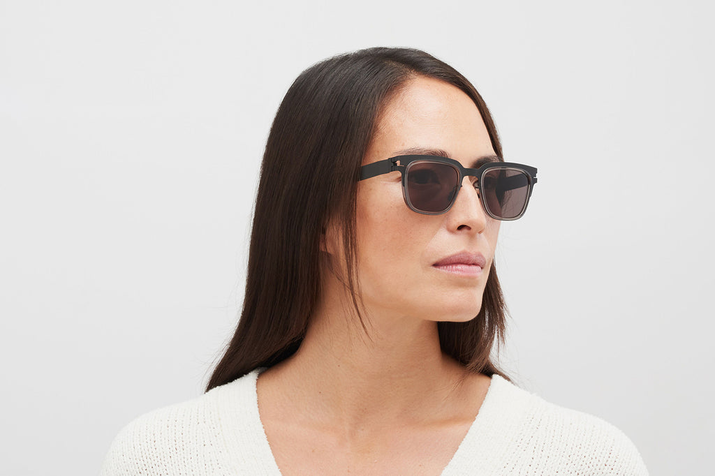 MYKITA® - Raymond Sunglasses Black/Clear Ash with Brown Solid Lenses