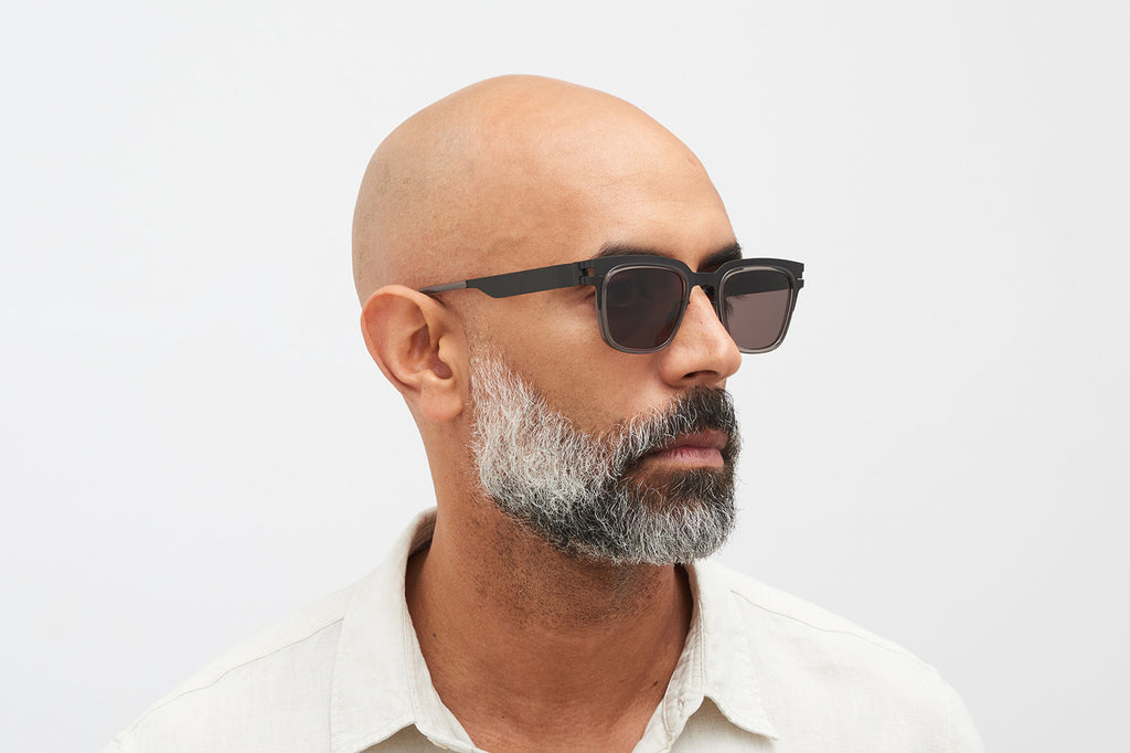 MYKITA® - Raymond Sunglasses Black/Clear Ash with Brown Solid Lenses