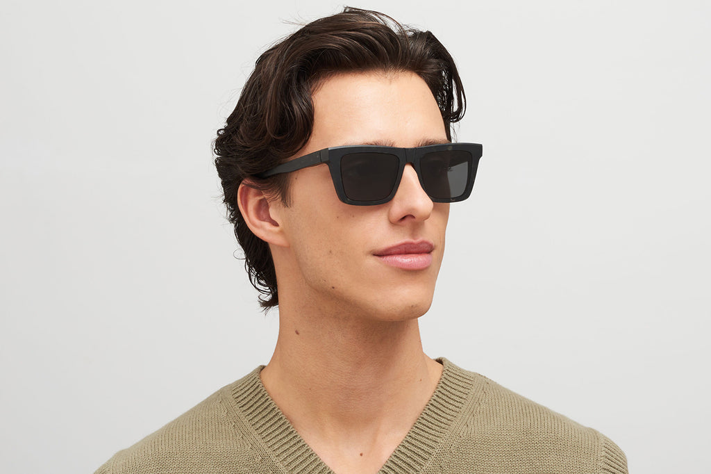 MYKITA® - Lome Sunglasses Chilled Raw Black Havana with Dark Grey Solid Lenses