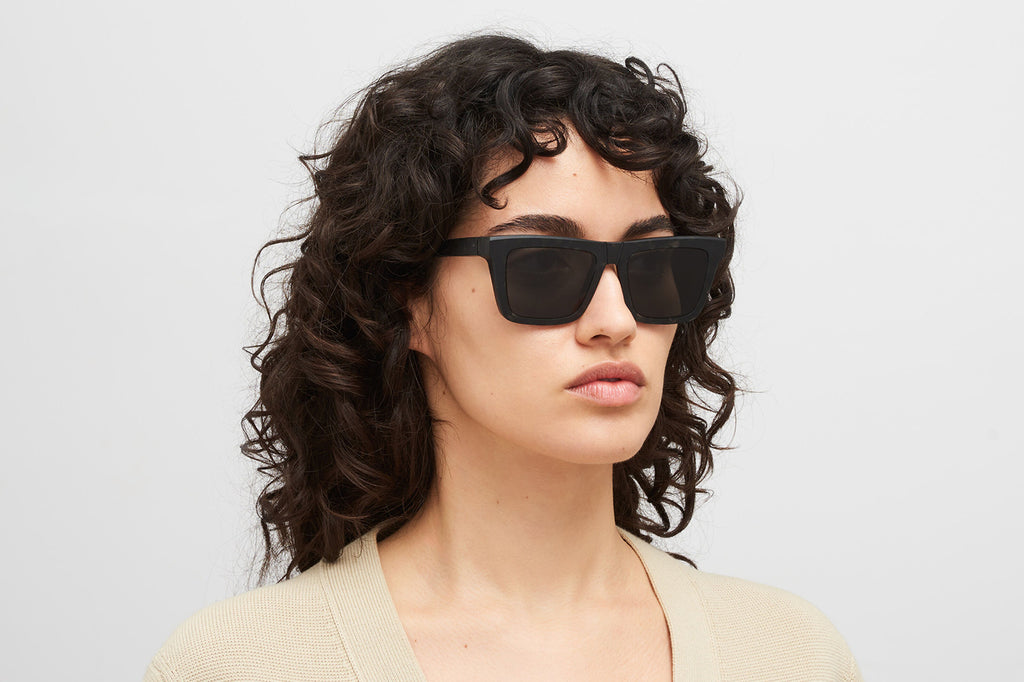 MYKITA® - Lome Sunglasses Chilled Raw Black Havana with Dark Grey Solid Lenses