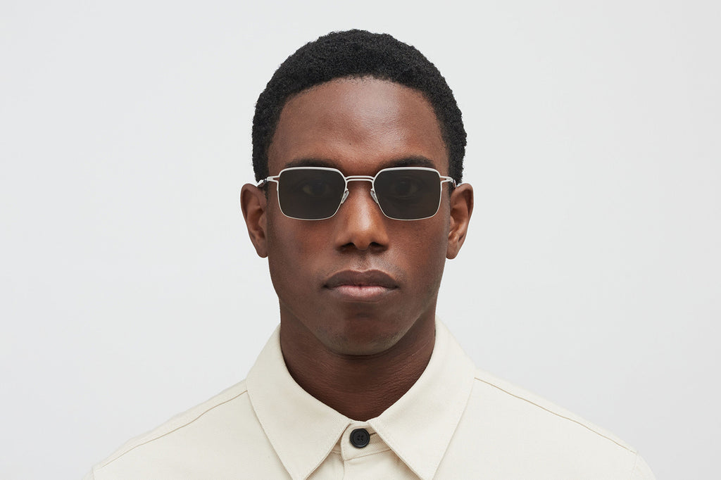 MYKITA - Alcott Sunglasses Shiny Silver with Raw Green Solid Lenses