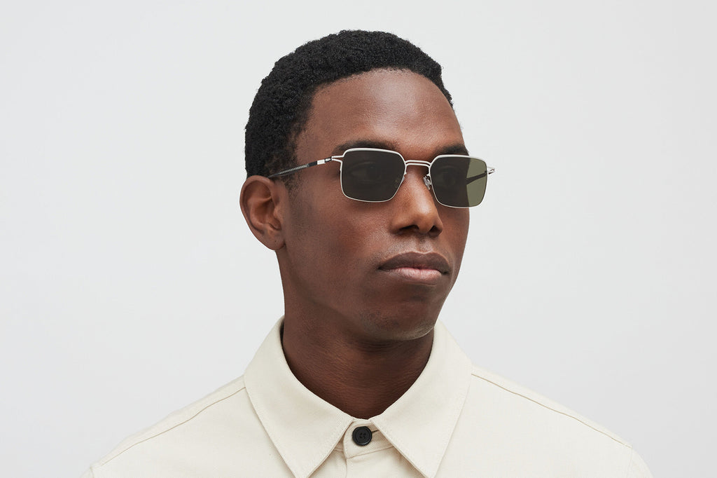 MYKITA - Alcott Sunglasses Shiny Silver with Raw Green Solid Lenses