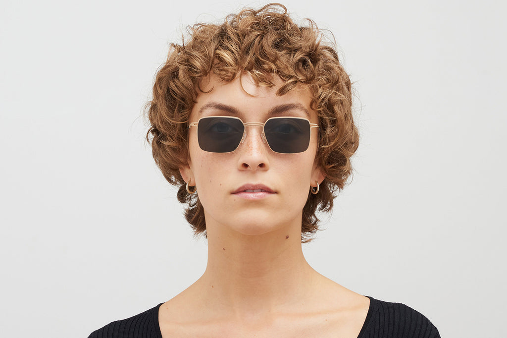 MYKITA - Alcott Sunglasses Champagne Gold with Dark Grey Solid Lenses