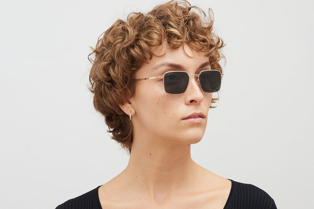 MYKITA - Alcott Sunglasses Champagne Gold with Dark Grey Solid Lenses