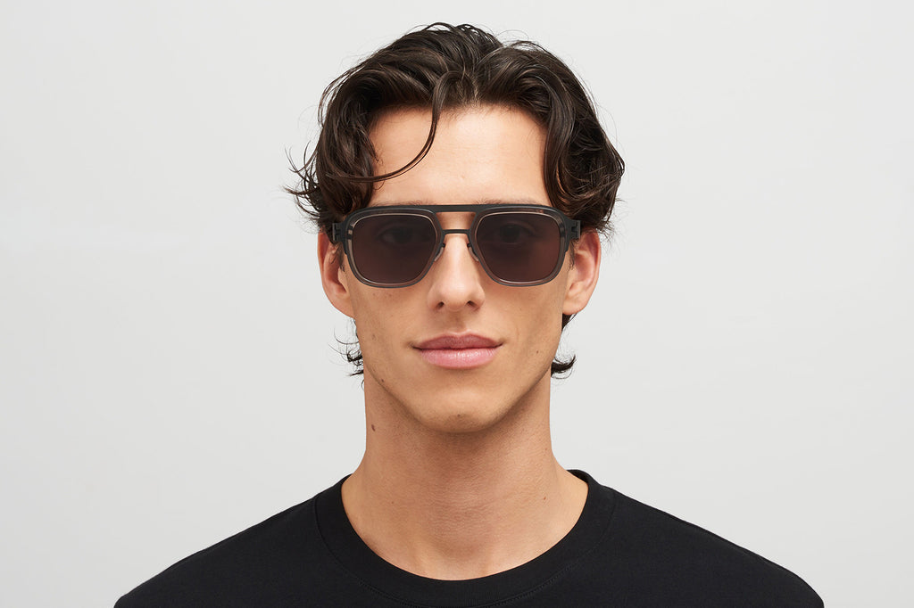 MYKITA® - Knox Sunglasses Black/Clear Ash with Brown Solid Lenses