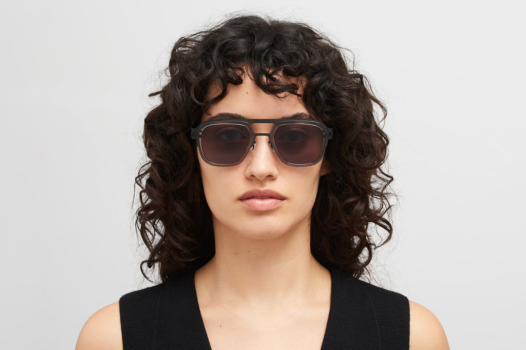 MYKITA® - Knox Sunglasses Black/Clear Ash with Brown Solid Lenses