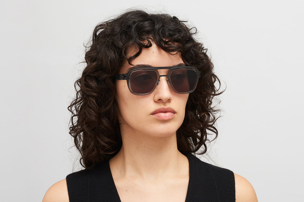 MYKITA® - Knox Sunglasses Black/Clear Ash with Brown Solid Lenses