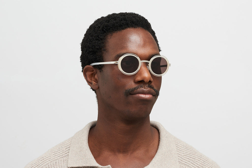 MYKITA® - Pearl Sunglasses Shiny Silver/Blonde with Brown Solid Lenses