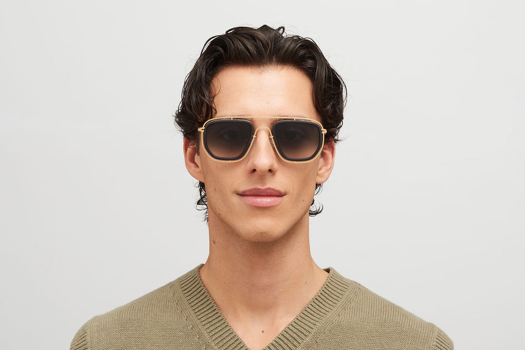 MYKITA - Ferlo Sunglasses MH7 - Pitch Black/Glossy Gold with Raw Black Gradient Lenses