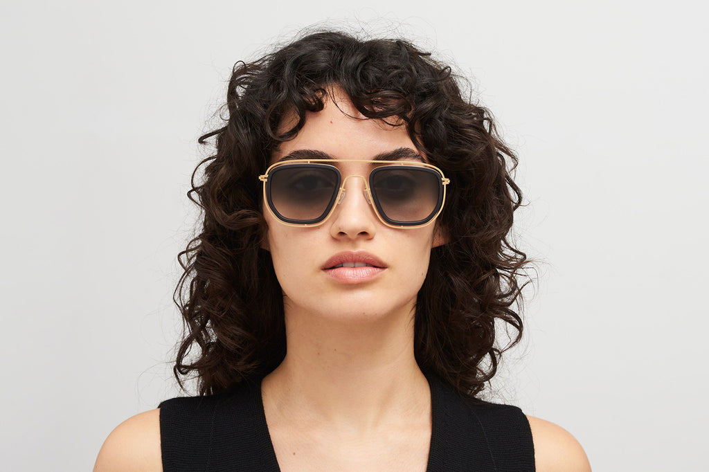 MYKITA - Ferlo Sunglasses MH7 - Pitch Black/Glossy Gold with Raw Black Gradient Lenses