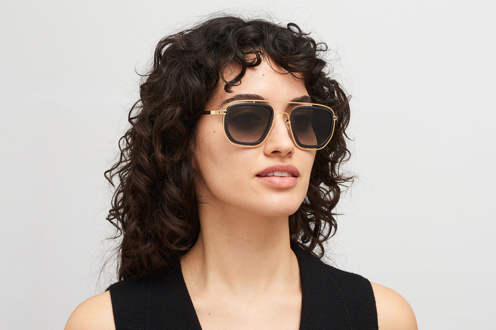 MYKITA - Ferlo Sunglasses MH7 - Pitch Black/Glossy Gold with Raw Black Gradient Lenses