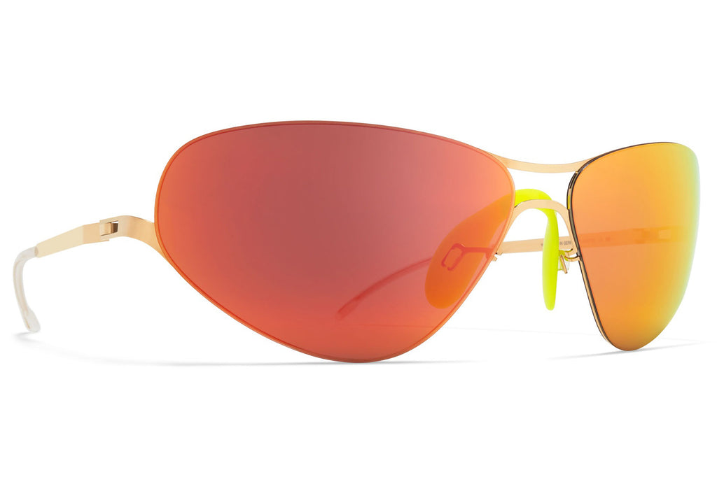 MYKITA - Alpine Sunglasses Glossy Gold with Orange Flash Lenses