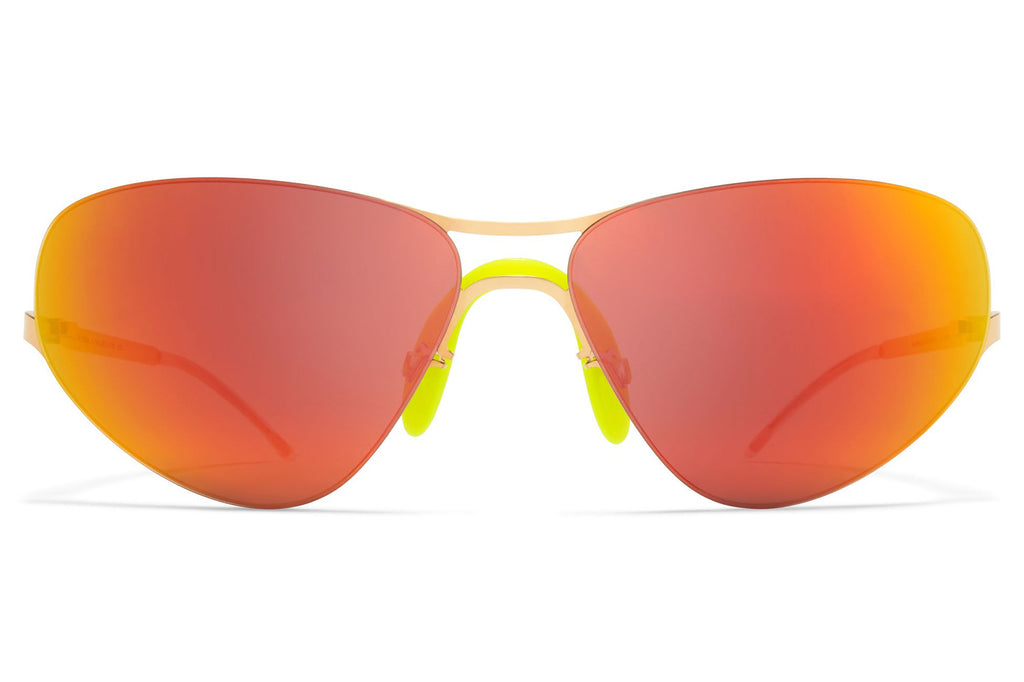 MYKITA - Alpine Sunglasses Glossy Gold with Orange Flash Lenses