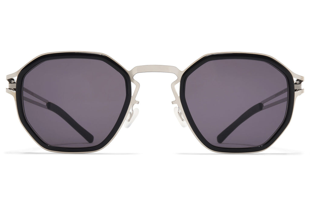 MYKITA - Gia Sunglasses Shiny Silver/Black with Cool Grey Solid Lenses