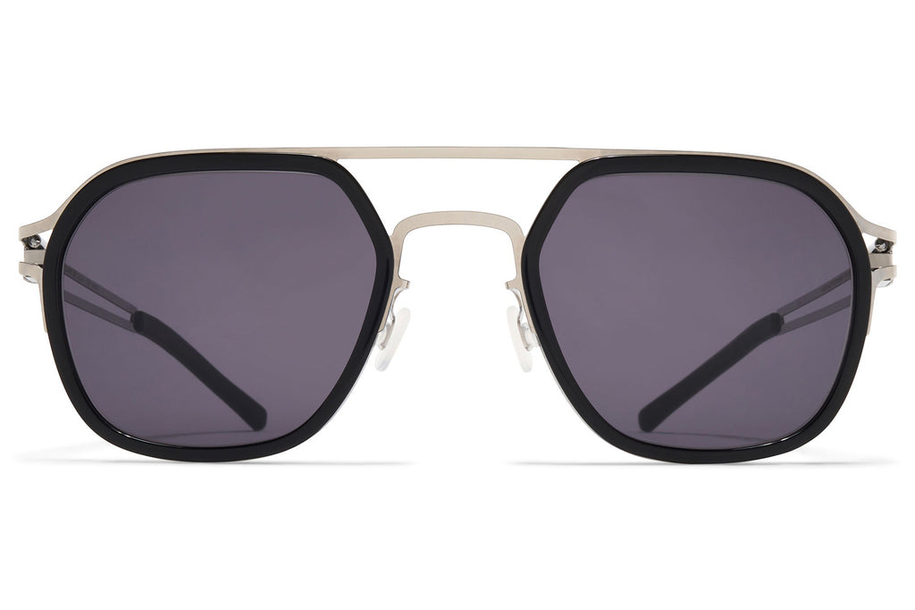 MYKITA - Leeland Sunglasses Shiny Silver/Black with Cool Grey Solid Lenses