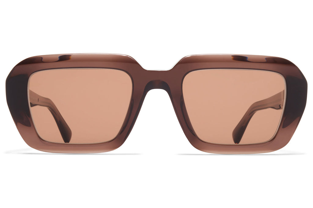 MYKITA® - Nima Sunglasses Maroon/Shiny Silver with Cruxite Brown Solid Lenses