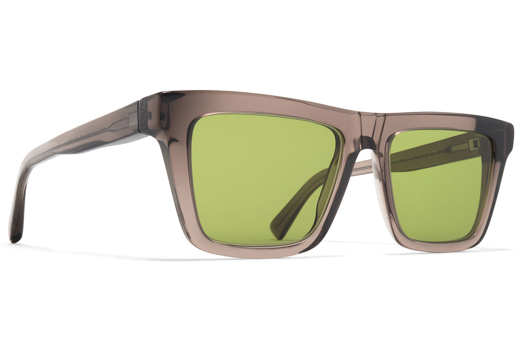 MYKITA® - Lome Sunglasses Clear Ash/Shiny Silver with Euphos Green Solid Lenses