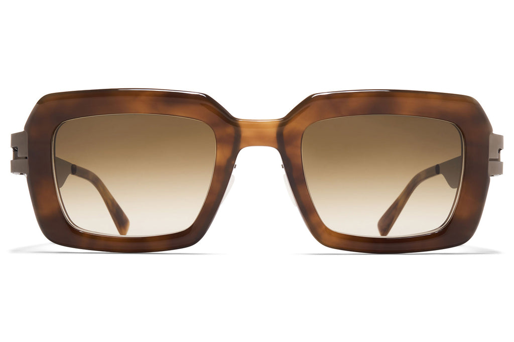 MYKITA® - Una Sunglasses Shiny Graphite/Galapagos with Raw Brown Gradient Lenses