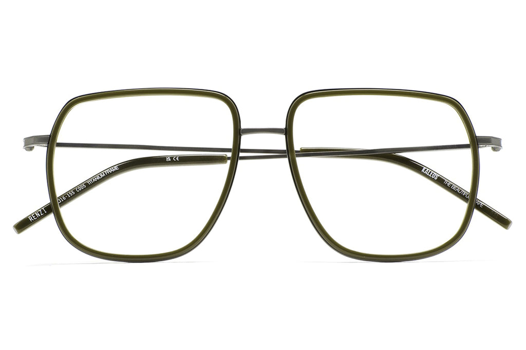 Kaleos Eyehunters - Renzi Eyeglasses Matte Silver/Olive Green