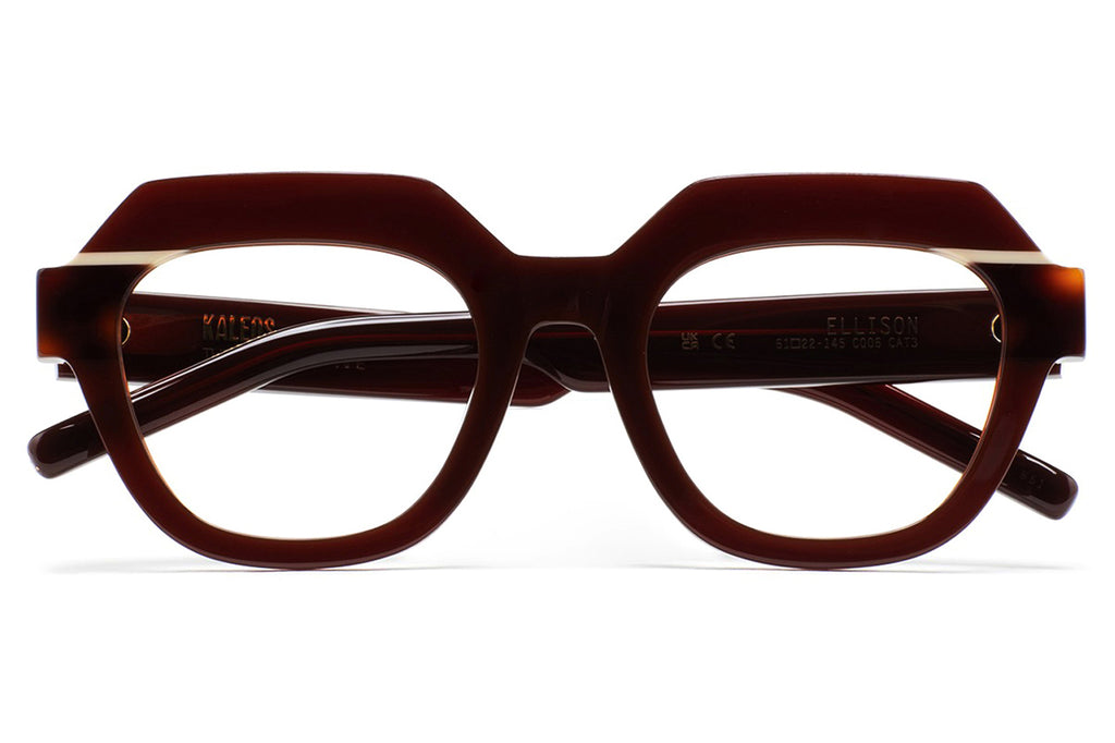 Kaleos Eyehunters - Ellison II Eyeglasses Burgundy/Dark Brown Tortoise