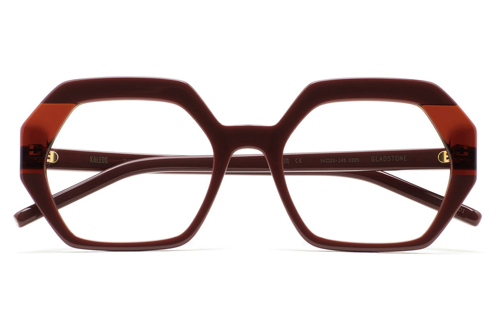 Kaleos Eyehunters - Gladstone Eyeglasses Burgundy/Translucent Orange